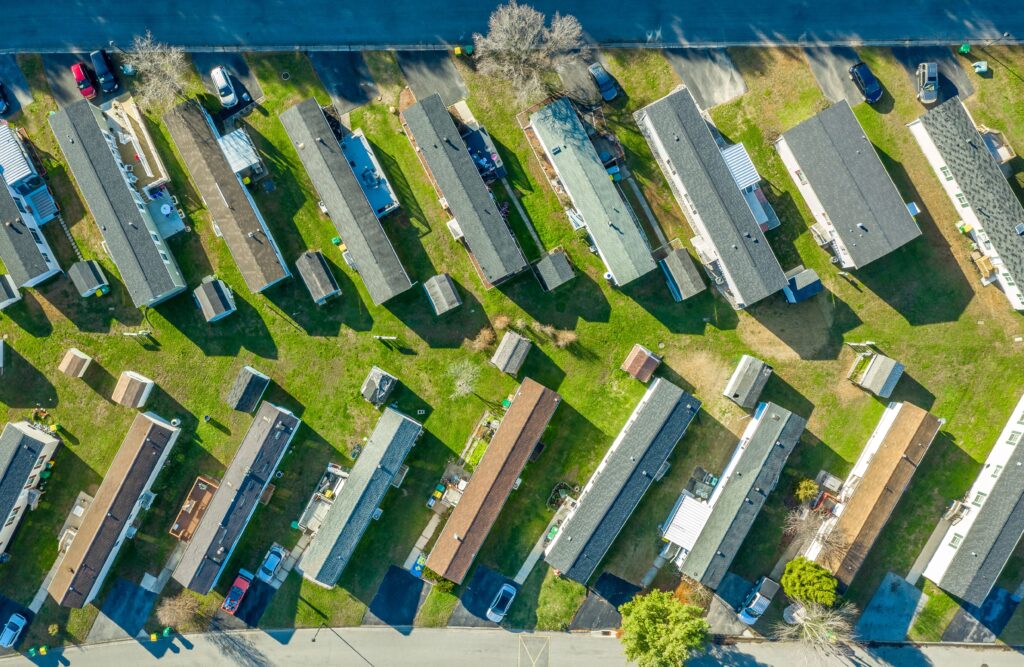 aerial view of mobile home park investing