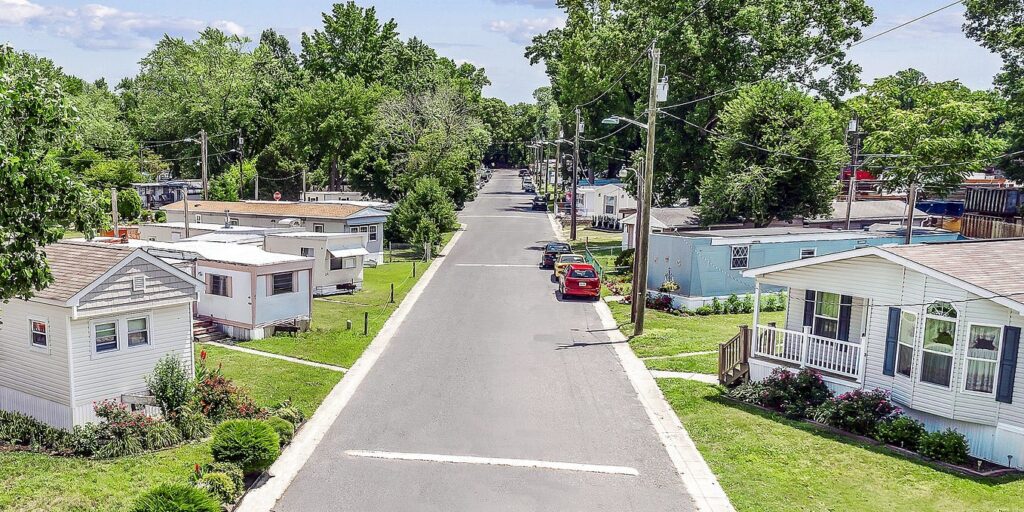elevated view of typical mobile home park