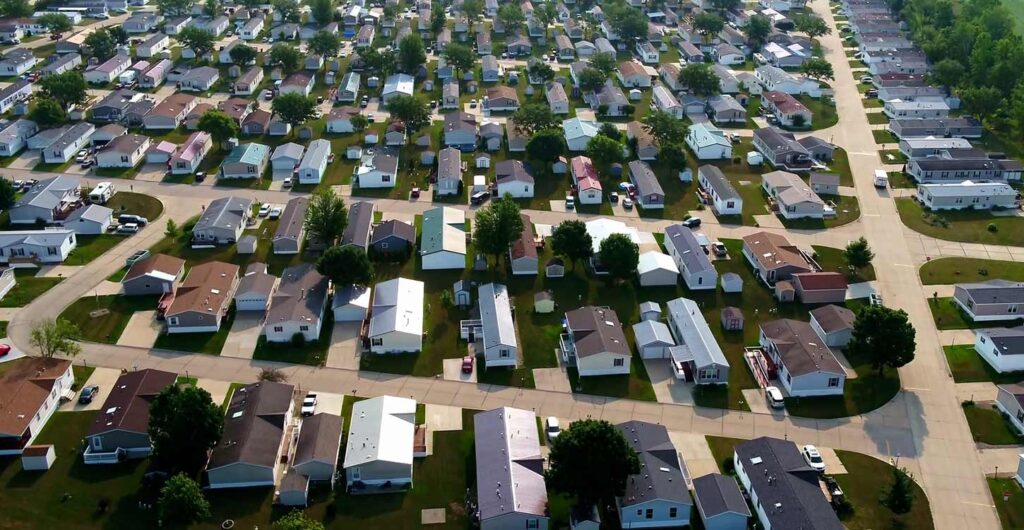 aerial view trailer park