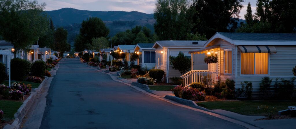 Serene Twilight in a Mobile Home Park