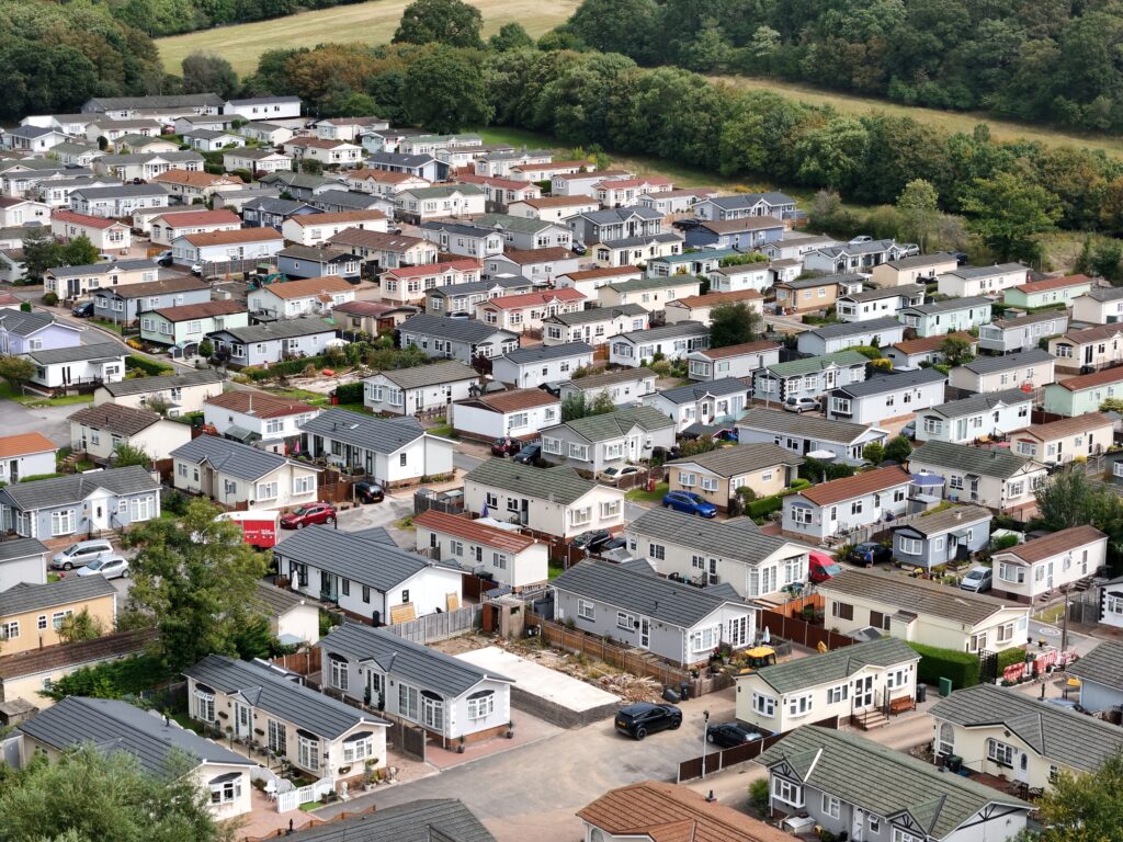 Mobile home park Essex UK drone,aerial