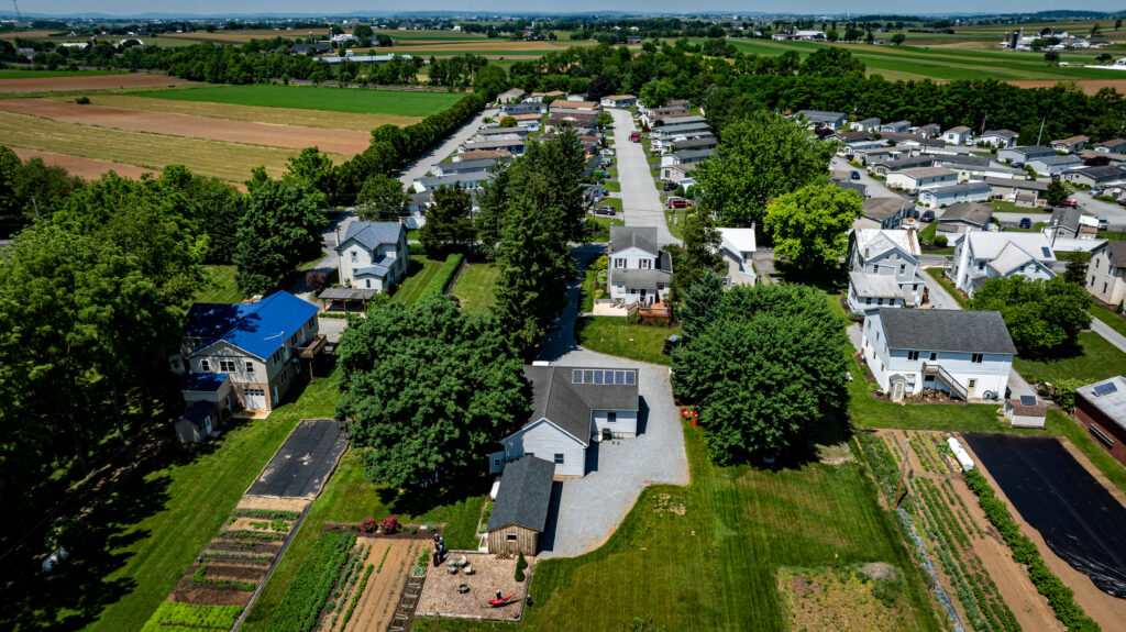 Residential Mobile, Manufactured, Prefab, Home Park with many houses and trees