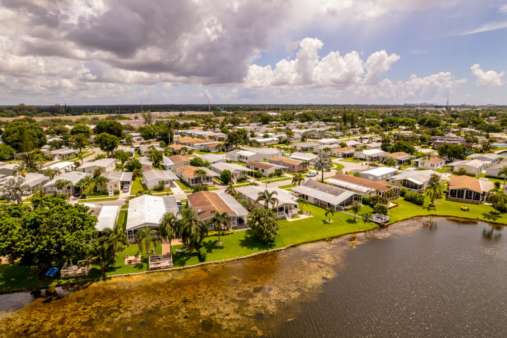 Trailer park on a lake