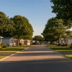 A well-kept mobile home park community, illustrating an article on mobile home park investing