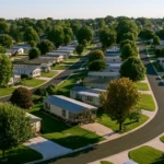 A well-kept mobile home park community, illustrating an article on mobile home park investing