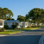 A well-kept mobile home park community, illustrating an article on mobile home park investing