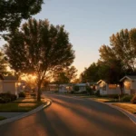 A well-kept mobile home park community, illustrating an article on mobile home park investing
