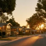 A well-kept mobile home park community, illustrating an article on mobile home park investing