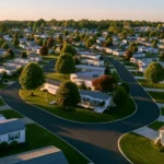 A well-kept mobile home park community, illustrating an article on mobile home park investing