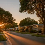 A well-kept mobile home park community, illustrating an article on mobile home park investing