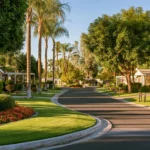 A well-kept mobile home park community, illustrating an article on mobile home park investing